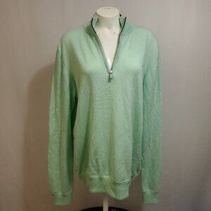 J. Lindberg Merino Sweater Womens Size XL 1/4 Zip Mint Green Embroidered
